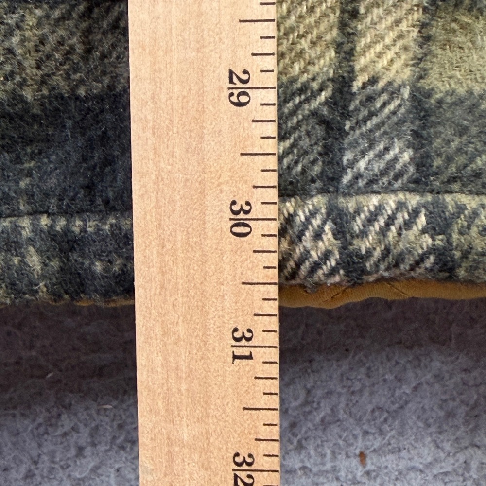 Vintage Materia Di Italia Green Plaid Belted Wool Coat Anchor Buttons Size 14 - Picture 6 of 8